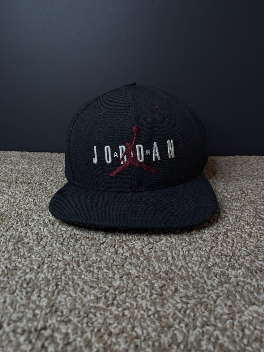 Jordan Jumpman Vintage Style Snapback Hat Black Red White Flat Brim One Size
